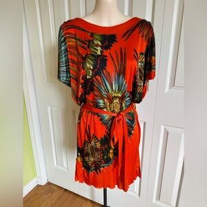 JEAN PAUL GAULTIER Soleil Orange Floral Jersey Tunic S